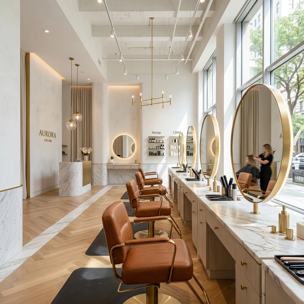 Minimalist salon interior lighting
